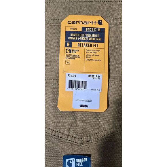 Carhartt rugged flex relaxed fit canvas 5-pocket‎ work pants Size 42x32 - Picture 3 of 6